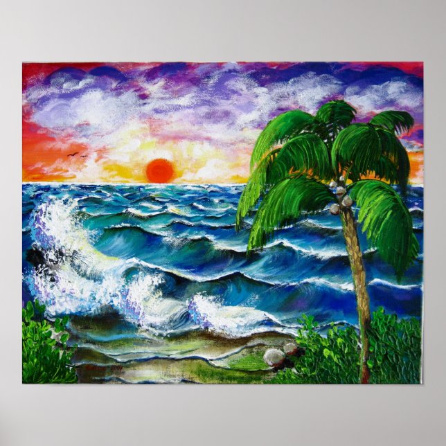 Tropical Sunset, Caribbean, Puerto Rico Poster (Front)