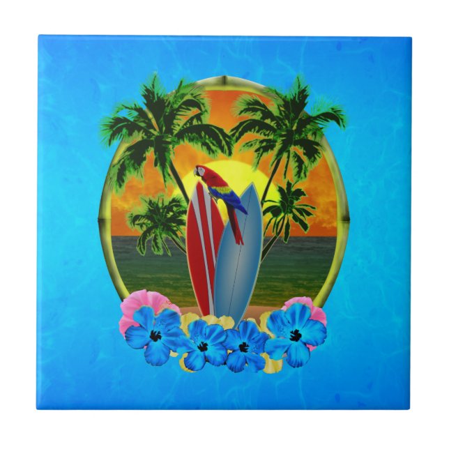 Tropical Sunset Ceramic Tile (Front)