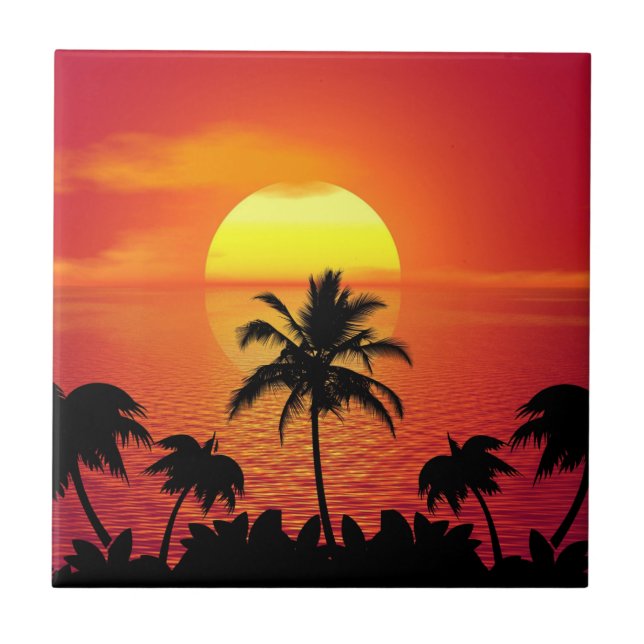 Tropical Sunset Ceramic Tile (Front)