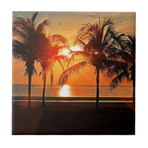 Tropical Sunset Ceramic Tile