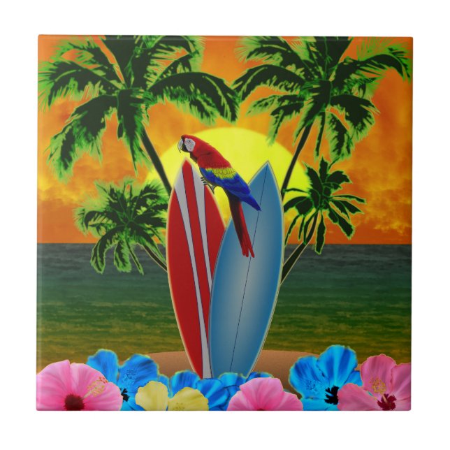 Tropical Sunset Ceramic Tile (Front)