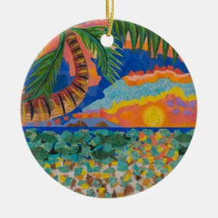 Tropical Sunset Ceramic Tree Decoration