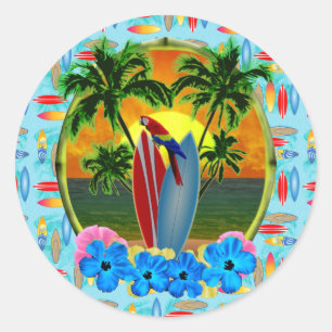 Tropical Sunset Classic Round Sticker