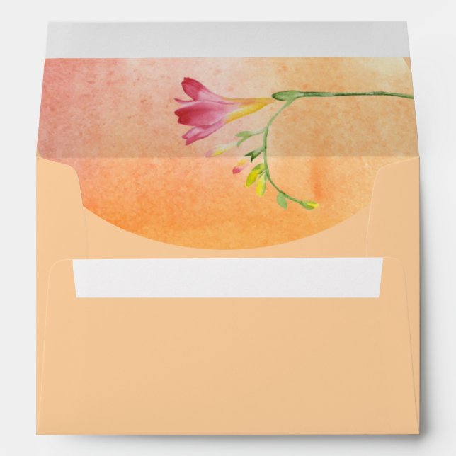 Tropical Sunset Colours Watercolor Freesia 3 Envelope (Back (Bottom))