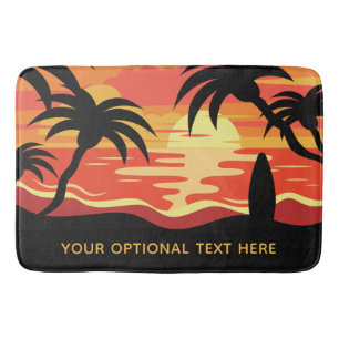 Tropical Sunset custom text bath mats