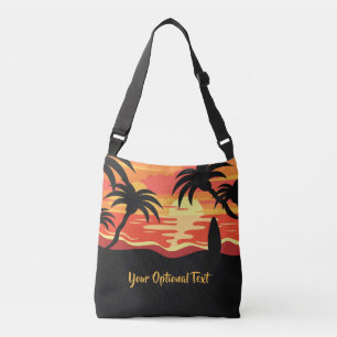 Tropical Sunset custom text beach bags
