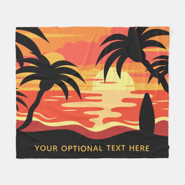 Tropical Sunset custom text fleece blankets (Front (Horizontal))
