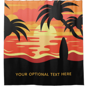 Tropical Sunset custom text shower curtain