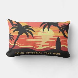 Tropical Sunset custom text throw pillows