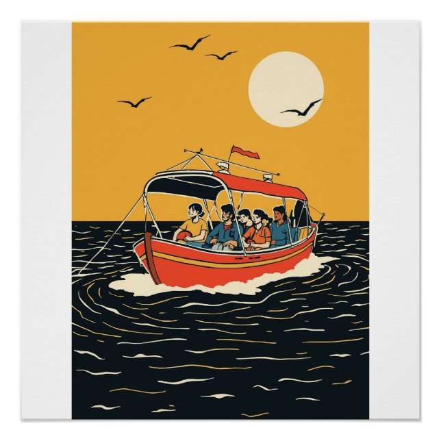 Tropical Sunset Escape – Minimalist Palm Tree Wall Poster (Front)