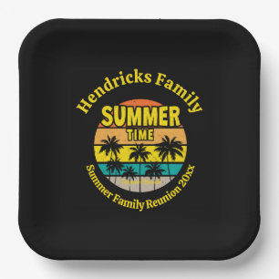 Tropical Sunset Family Reunion Custom Paper Plate