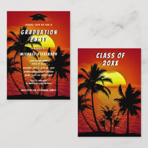 Tropical Sunset Graduation Invitation Example