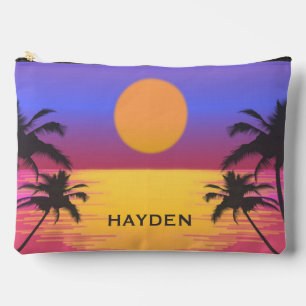 Tropical Sunset Graphic Personalised Accessory Pouch