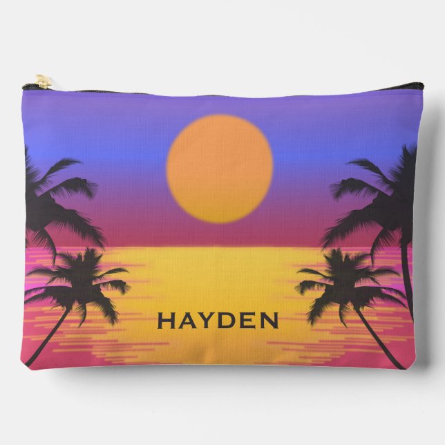 Tropical Sunset Graphic Personalised Accessory Pouch (Front)