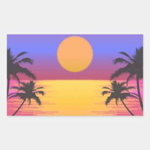 Tropical Sunset Graphic Rectangular Sticker