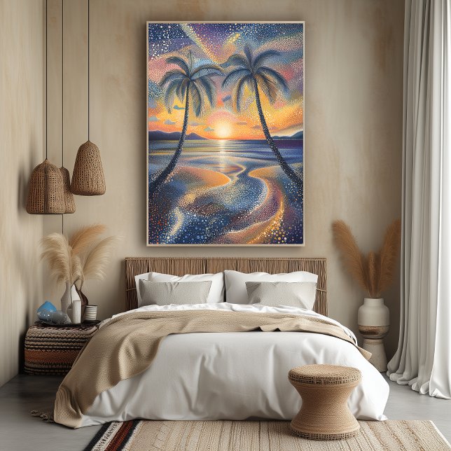 Tropical Sunset in Pointillist Style Poster (Creator Uploaded)