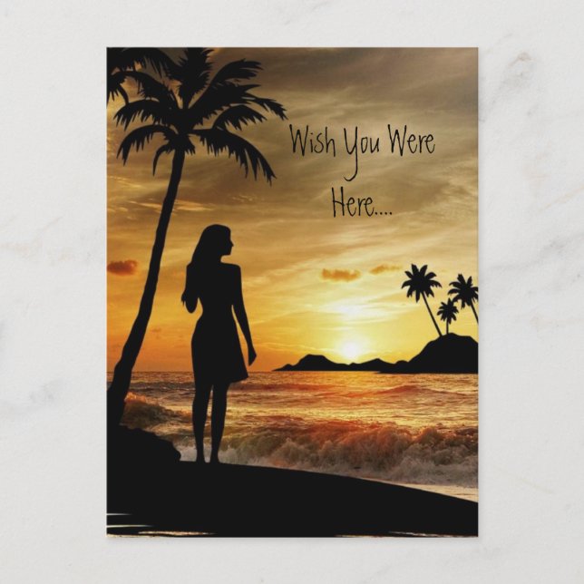 Tropical Sunset Island Postcard (Front)