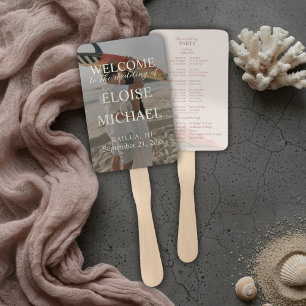 Tropical Sunset Island Wedding Photo Program Fan