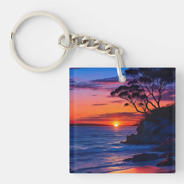 Tropical Sunset Key Ring (Front)