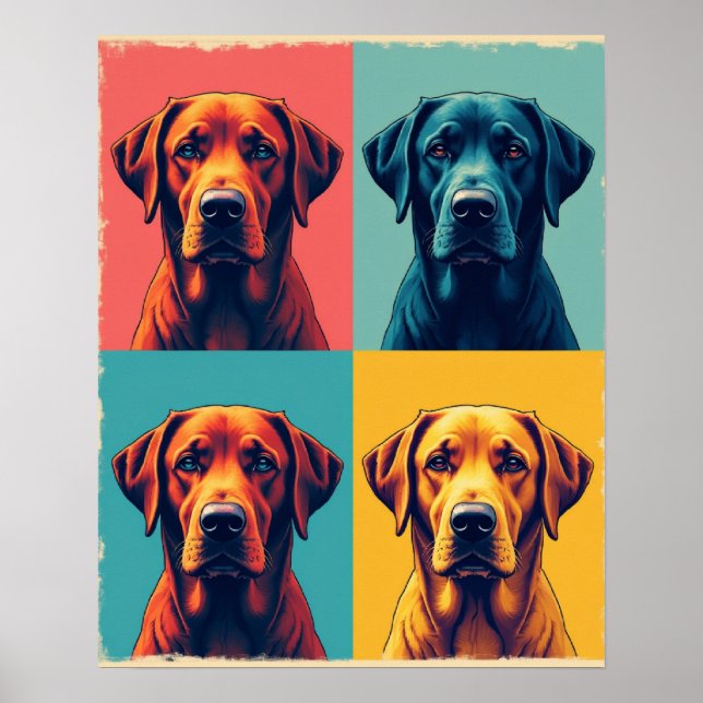 Tropical Sunset Labrador Retriever Pop Art Grid Poster (Front)