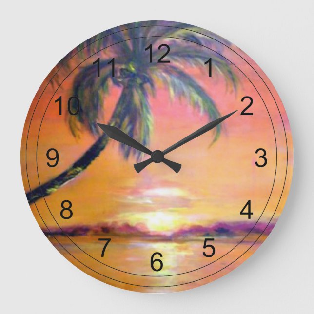 Tropical Sunset Large Clock (Front)