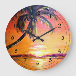 Tropical Sunset Large Clock