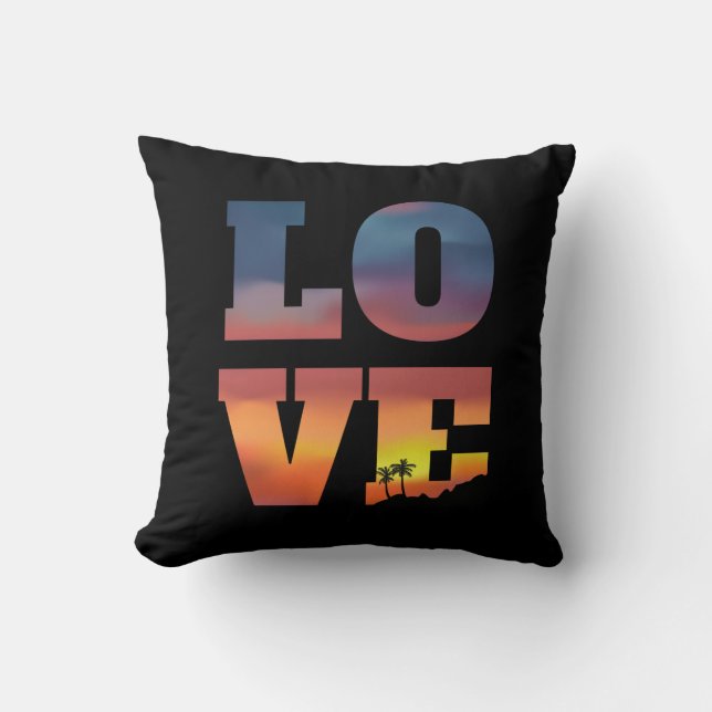 Tropical Sunset Love Cushion (Front)