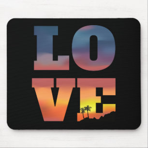 Tropical Sunset Love Mouse Pad
