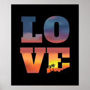 Tropical Sunset Love Poster