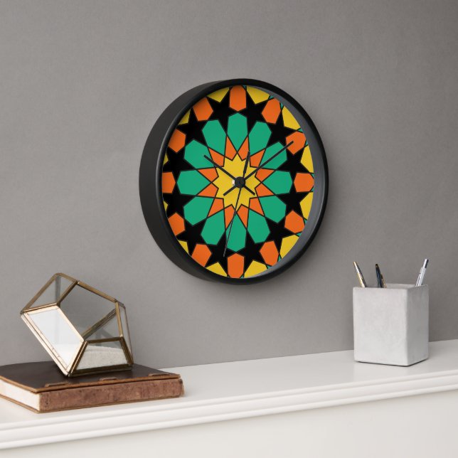 Tropical Sunset Moroccan Mosaic Clock (Office)
