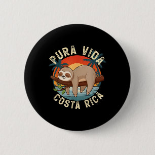 Tropical Sunset Nature Sloth Costa Rica Pura Vida 6 Cm Round Badge