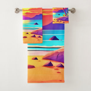 Tropical Sunset Oasis Bath Towel Set