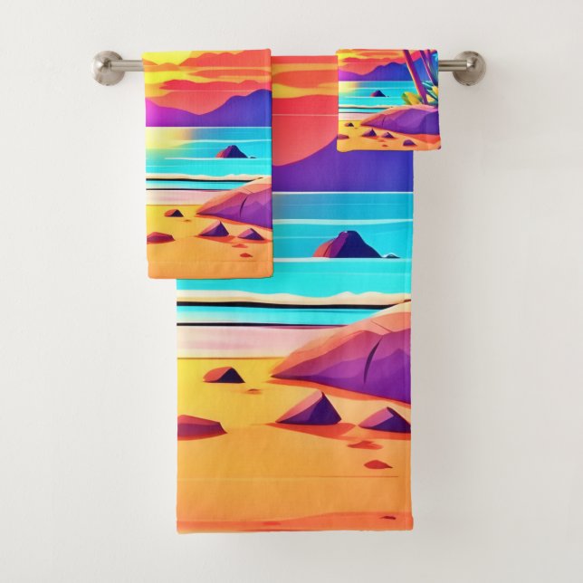  Tropical Sunset Oasis  Bath Towel Set (Insitu)