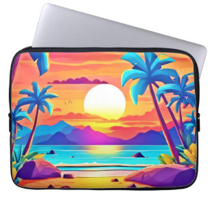 Tropical Sunset Oasis Laptop Sleeve