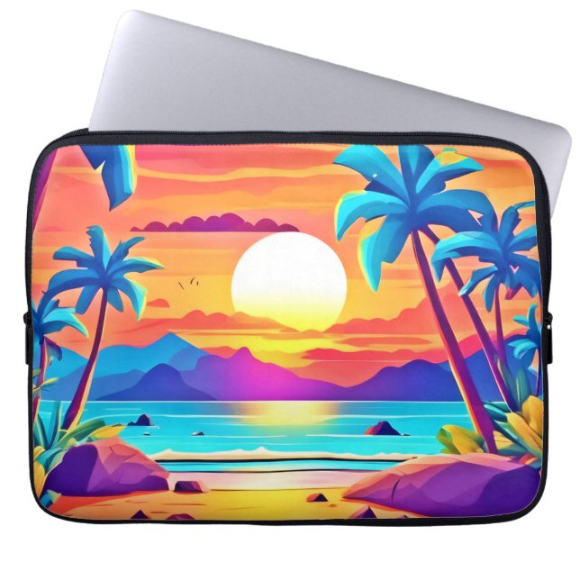  Tropical Sunset Oasis  Laptop Sleeve (Front)