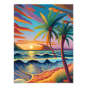 Tropical Sunset Oasis Photo Print