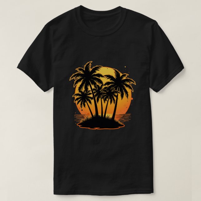 Tropical Sunset Oasis T-Shirt (Design Front)