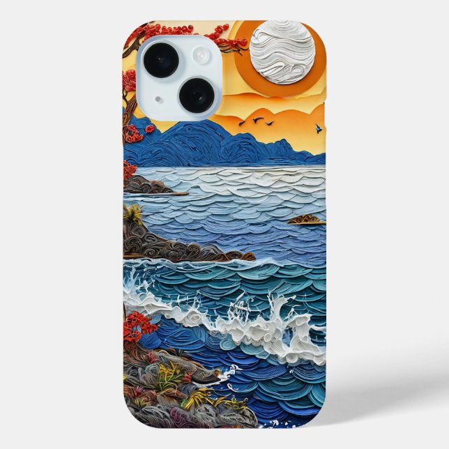 Tropical sunset ocean wave coastal scenery Case-Mate iPhone case (Back)