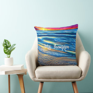 Tropical Sunset over Clear Ocean Cushion