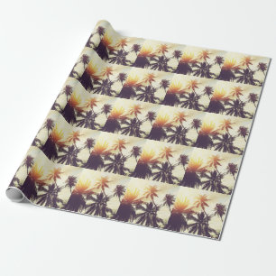 Tropical Sunset: Palm Silhouette Vintage Wrapping Paper