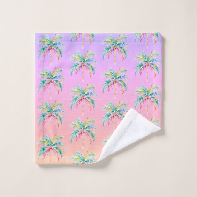 Tropical Sunset Palm Tree  Bath Towel Set (Wash Cloth)