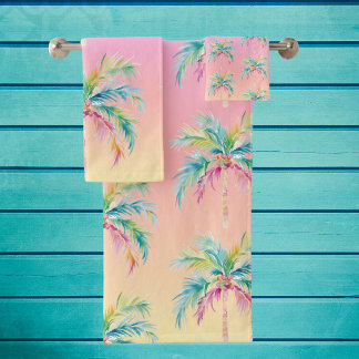 Tropical Sunset Palm Tree  Bath Towel Set