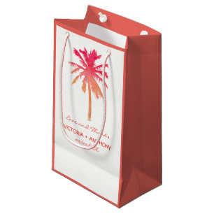 Tropical Sunset Palm Tree Beach Wedding Favour Small Gift Bag