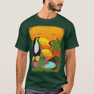 Tropical Sunset Palm Trees Bird Watcher Ornitholog T-Shirt