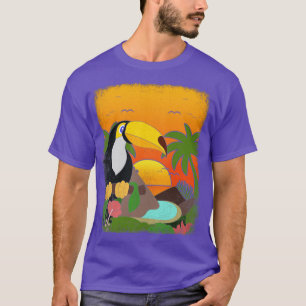 Tropical Sunset Palm Trees Bird Watcher Ornitholog T-Shirt