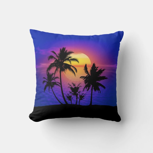 Tropical Sunset Palm Trees Cushion (Front)