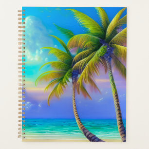 Tropical Sunset Palm Trees Ocean Beach Landscape Planner