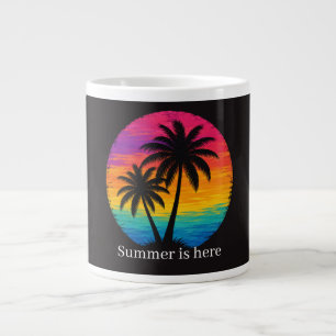 Tropical Sunset Palm Trees Retro Design Large Coffee Mug