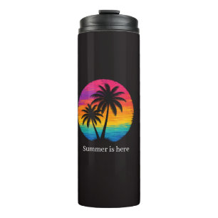 Tropical Sunset Palm Trees Retro Design Thermal Tumbler
