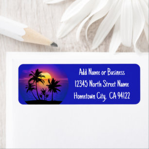 Tropical Sunset Palm Trees Return Address Label